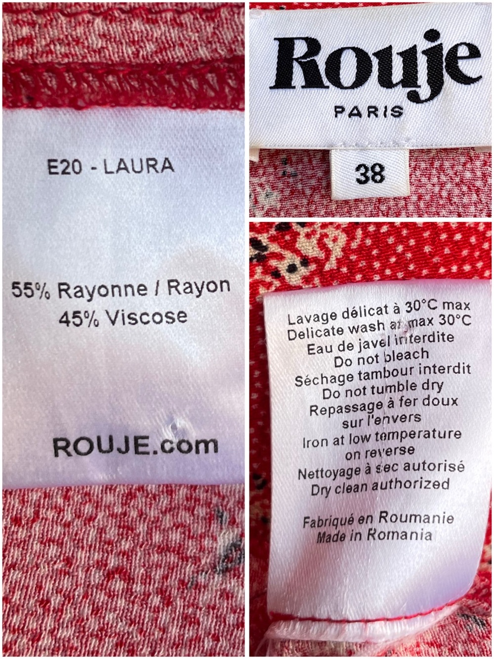 ROUJE Red & White Floral Dot Printed Button Down V Neck Laura Midi Dress 38, 4/6 - Picture 15 of 17